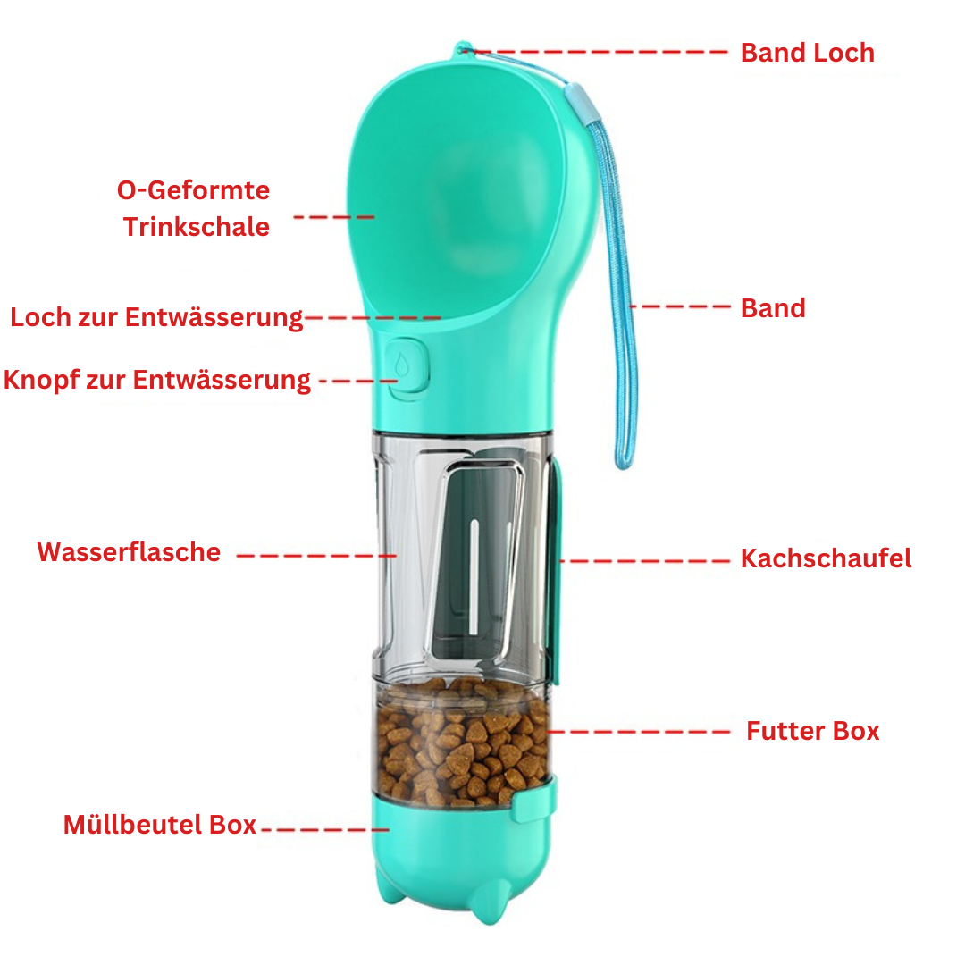 4 in1 Hunde Wasserflasche